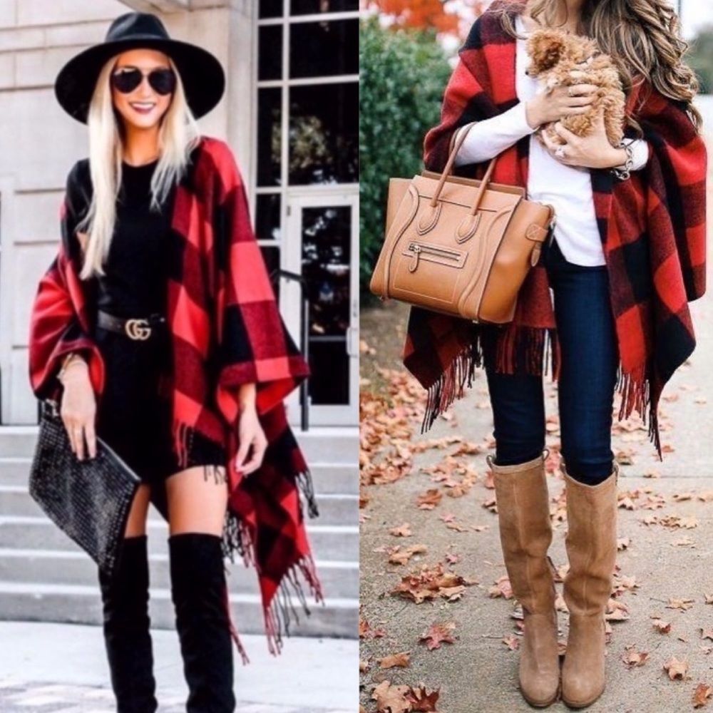 CHEYENNE Plaid Poncho